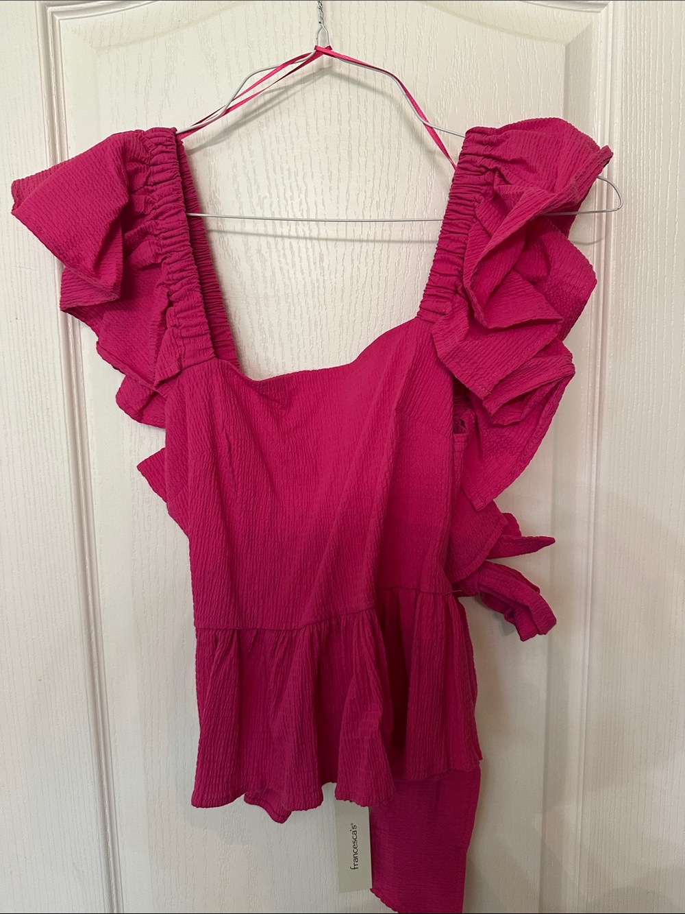 miami Ruffle Strap Peplum Camisole - Fuchsia